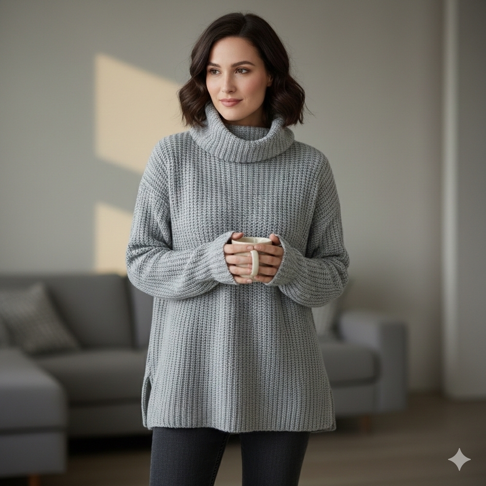 Brandy Melville Womens Soft Grey Italian Lana Wool Blend Knit Sweater Size Large